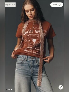 LetLuv/Anthropologie Willie Nelson T-Shirt in Cedar Size XS. NWT